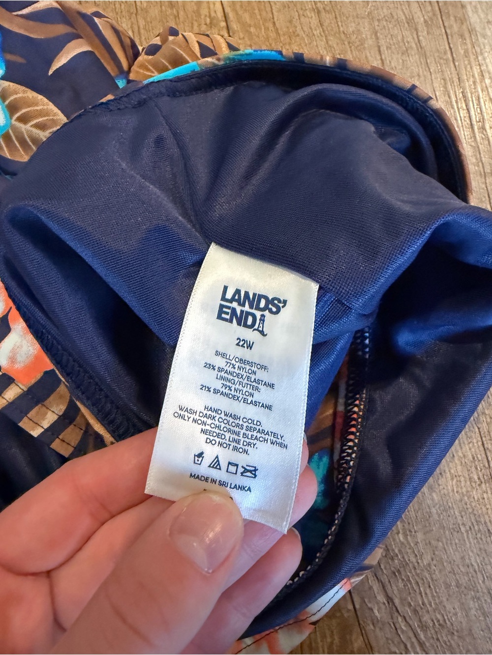 Lands' End Navy Tankini Set with Blue and Coral Floral Accents - Picture 2 of 5
